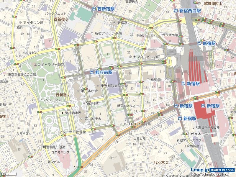 西新宿周辺の通常地図(JPG)